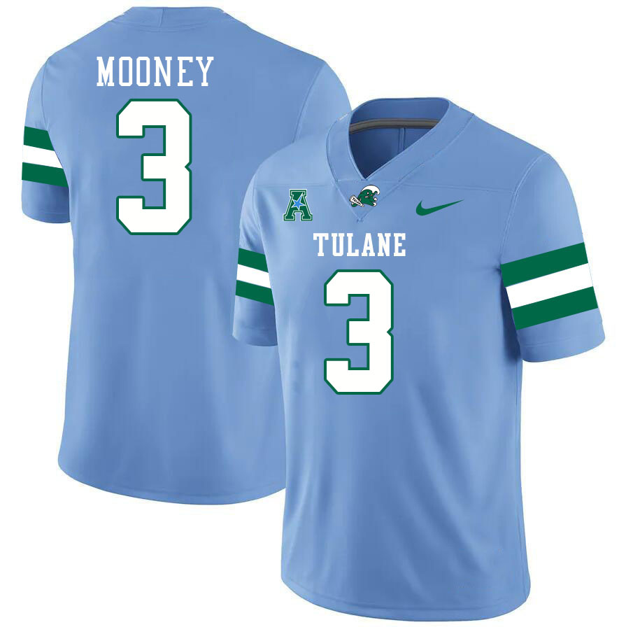 Tulane Green Wave #3 Darnell Mooney College Football Jerseys Stitched Sale-Blue